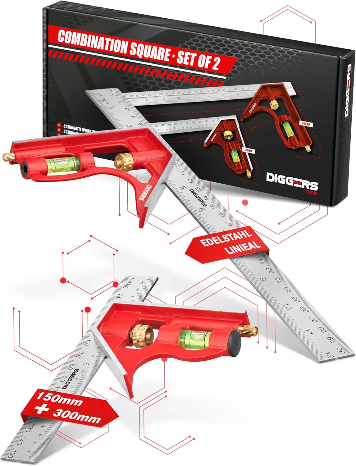 Diggers Combination Squares | Combinatiehaken | Set van 2 - DIG975