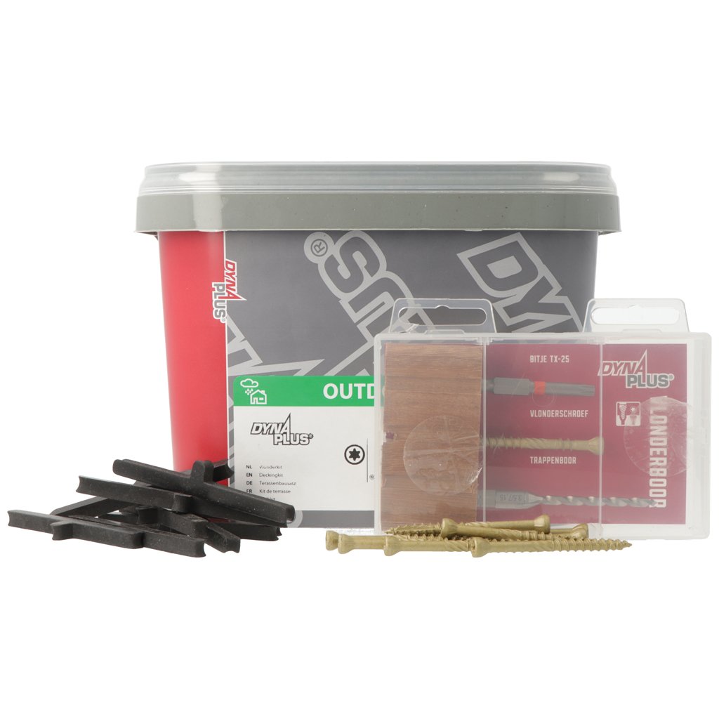 Dynaplus Vlonderkit Vlonderschroef | 300 stuks+T-Stuk | 150 stuks+Boor | 1 stuk+Bit | 1 stuk 0289.13.90001
