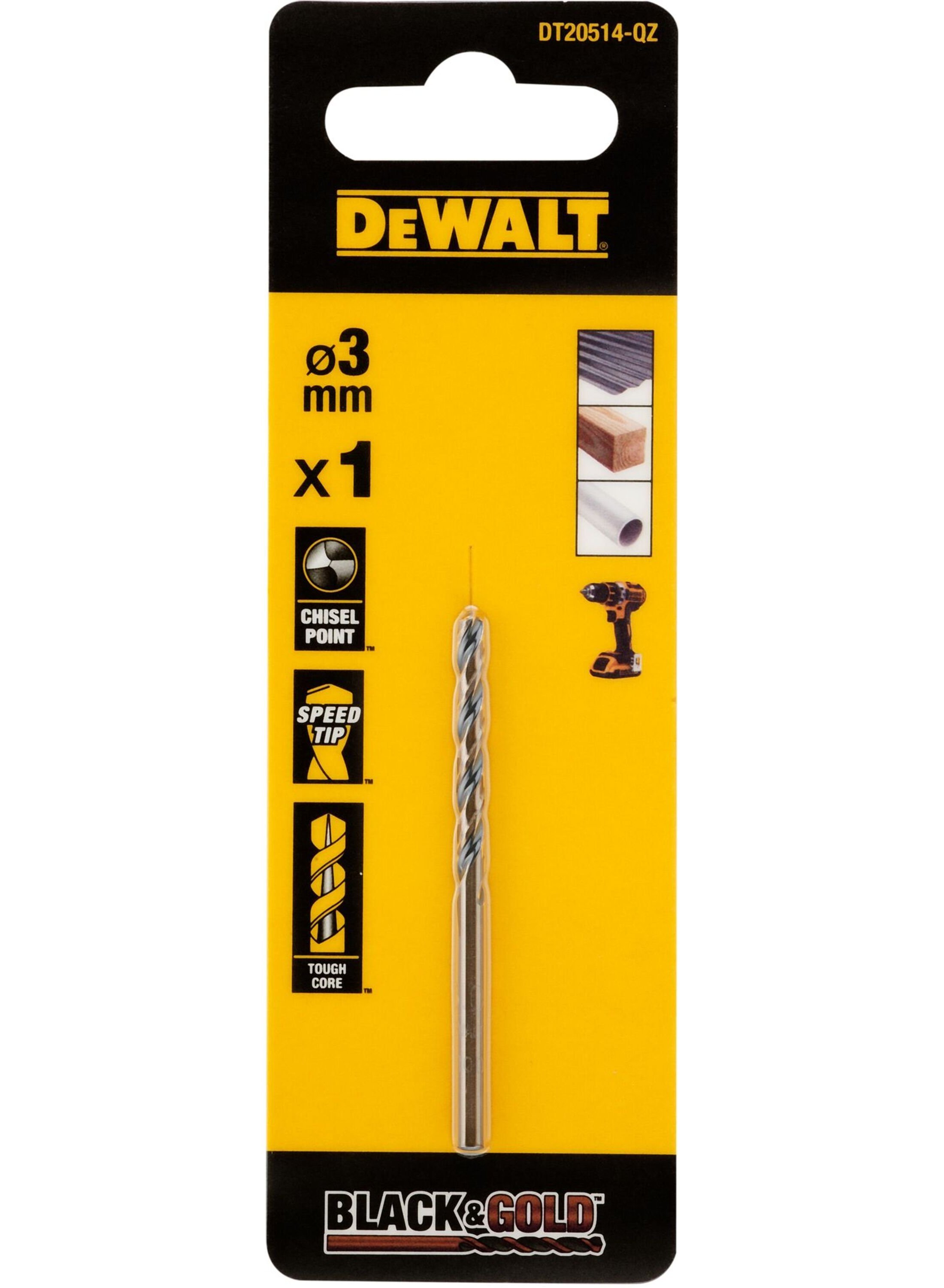 DeWalt Accessoires Black & Gold Metaalboor | 3 mm - DT20514-QZ