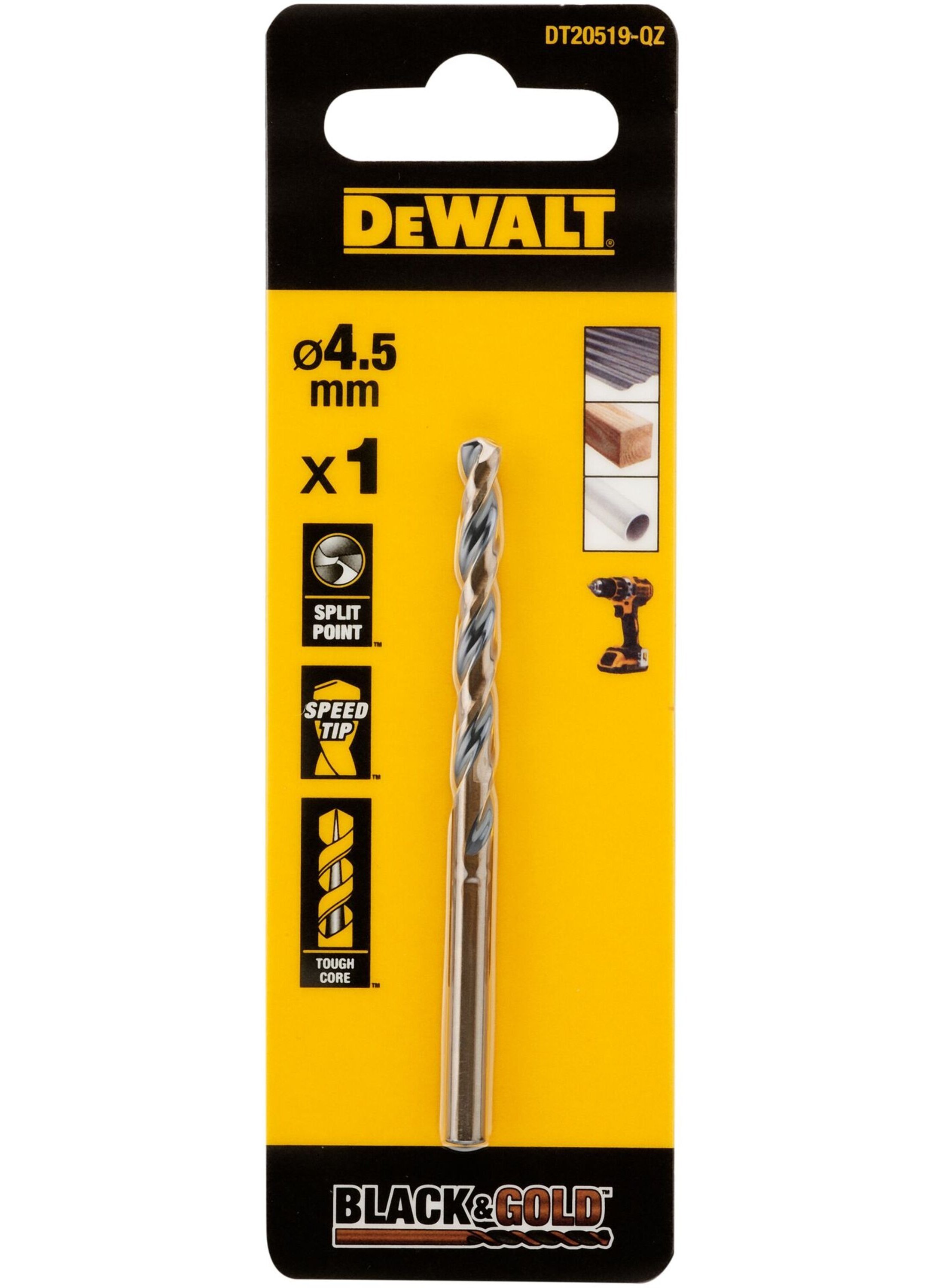 DeWalt Accessoires Black & Gold Metaalboor | 4,5 mm - DT20519-QZ