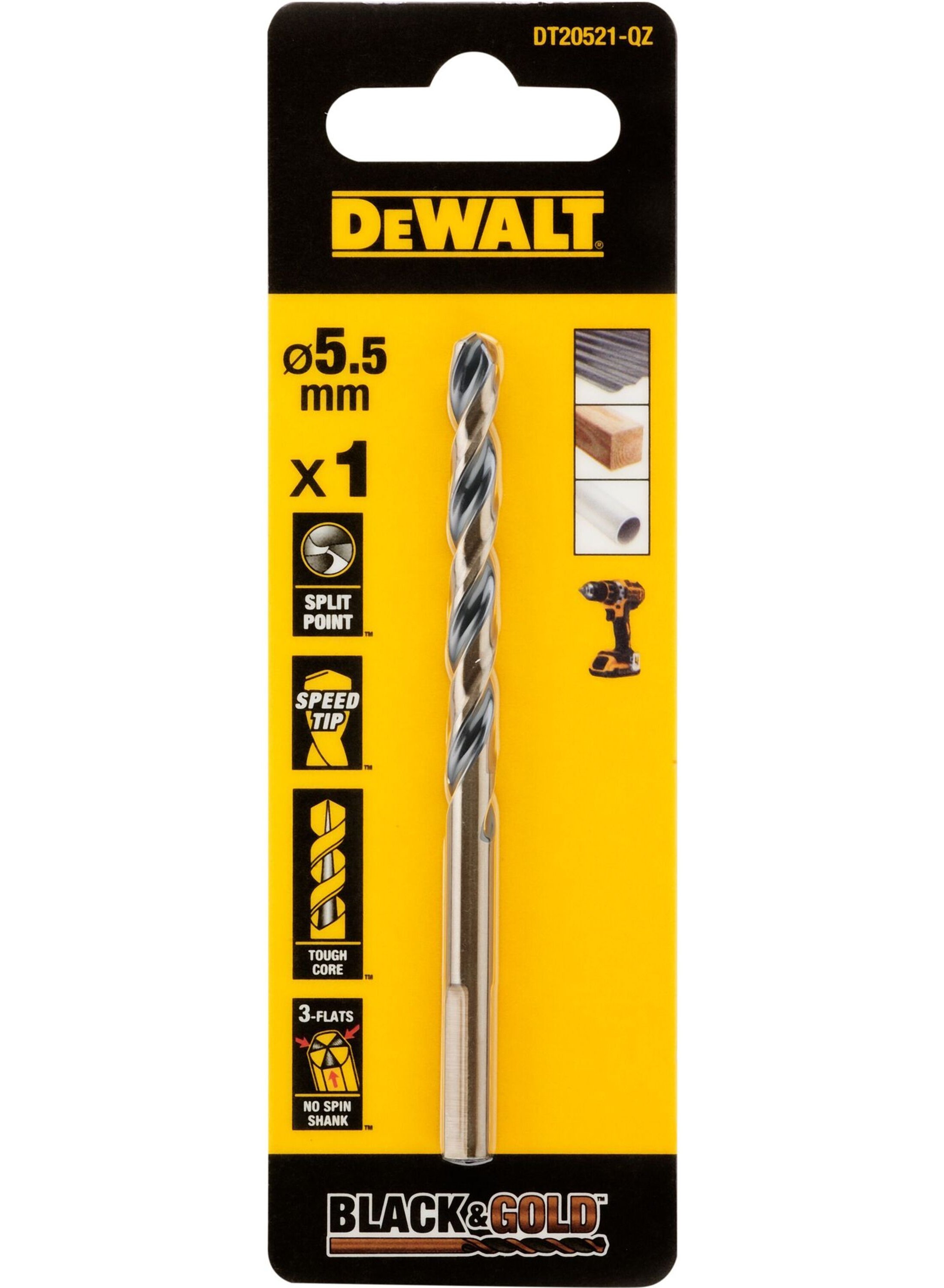 DeWalt Accessoires Black & Gold Metaalboor | 5,5 mm - DT20521-QZ