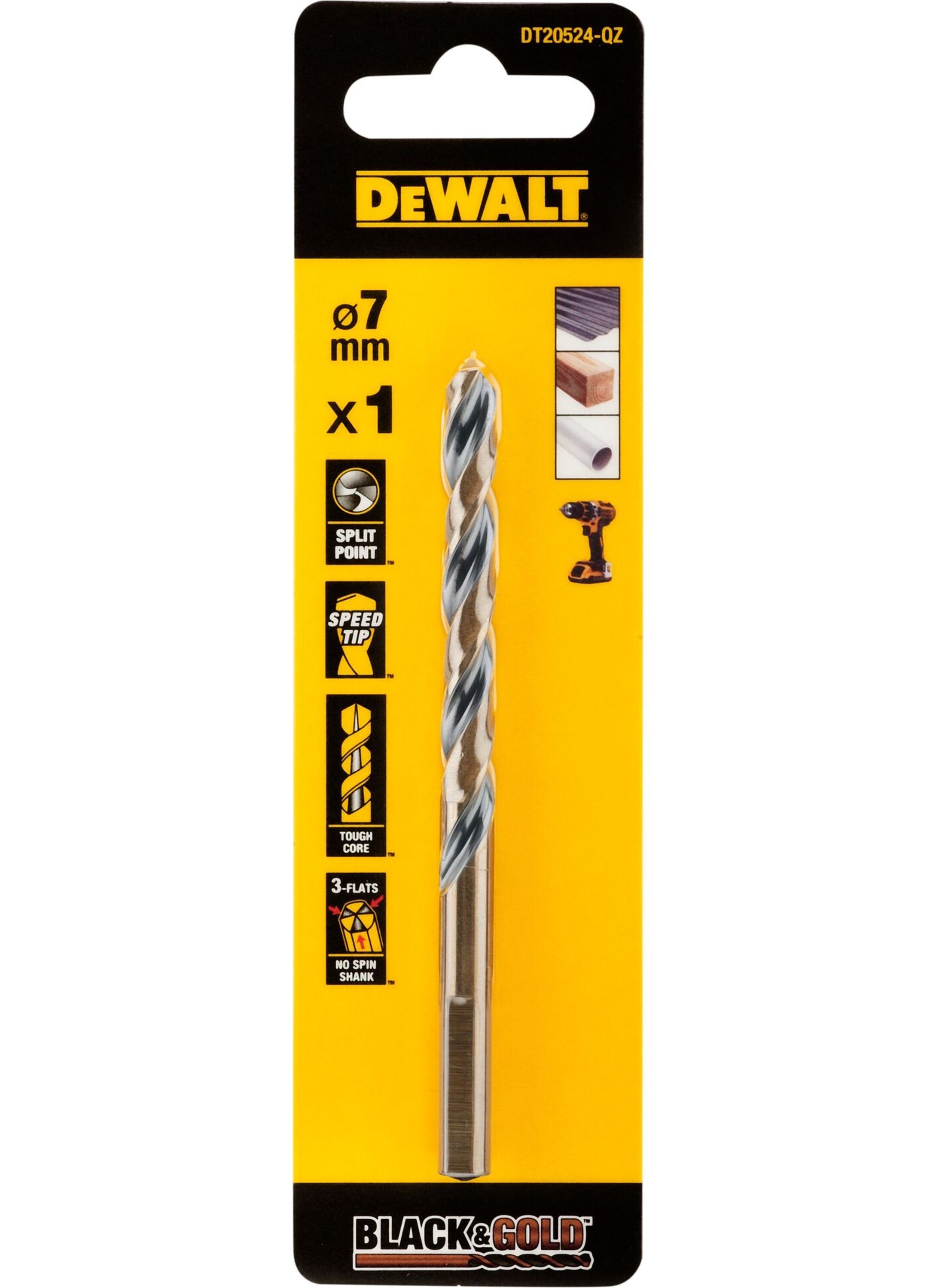 DeWalt Accessoires Black & Gold Metaalboor | 7 mm - DT20524-QZ