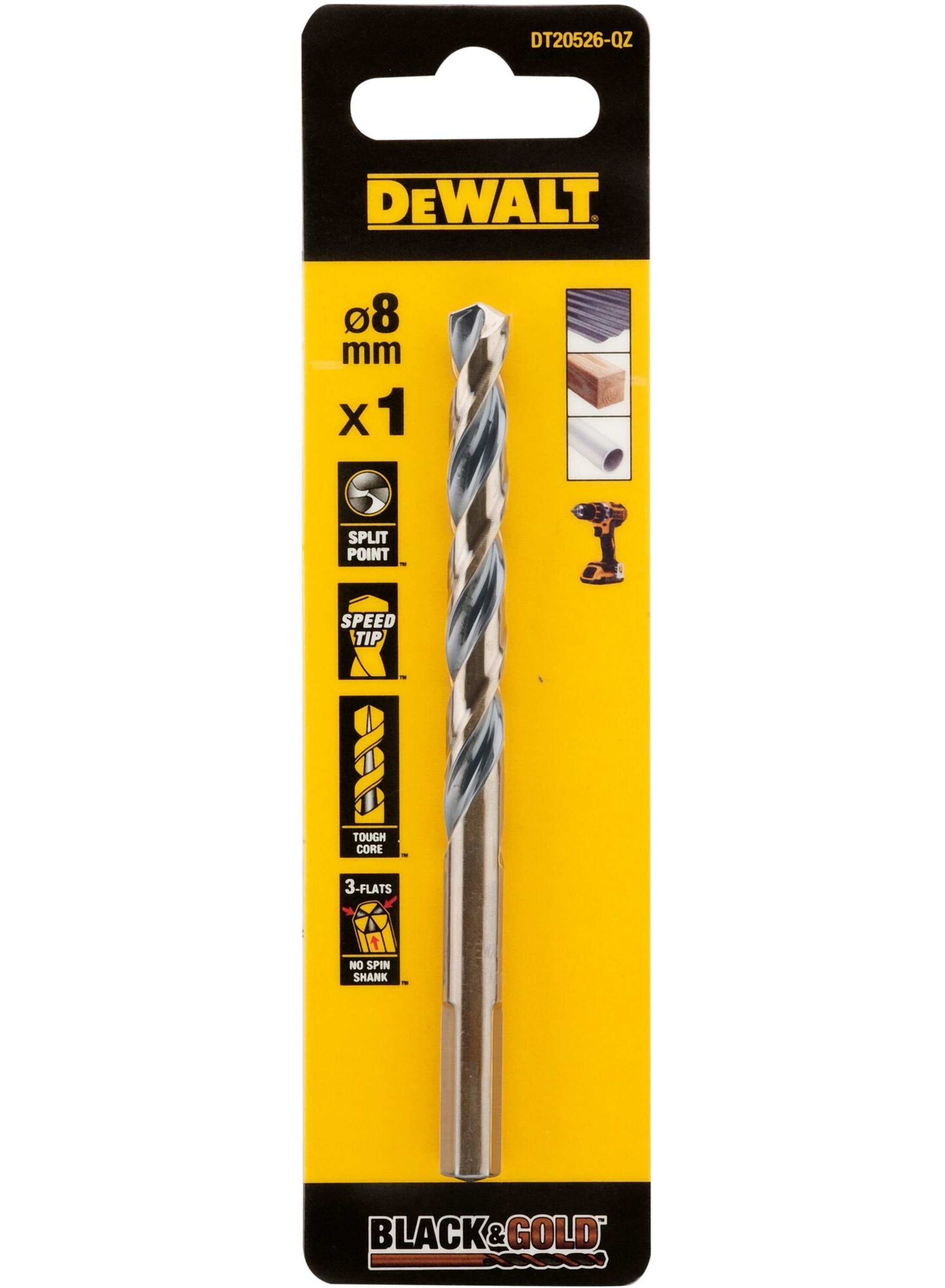 DeWalt Accessoires Black & Gold Metaalboor | 8 mm - DT20526-QZ