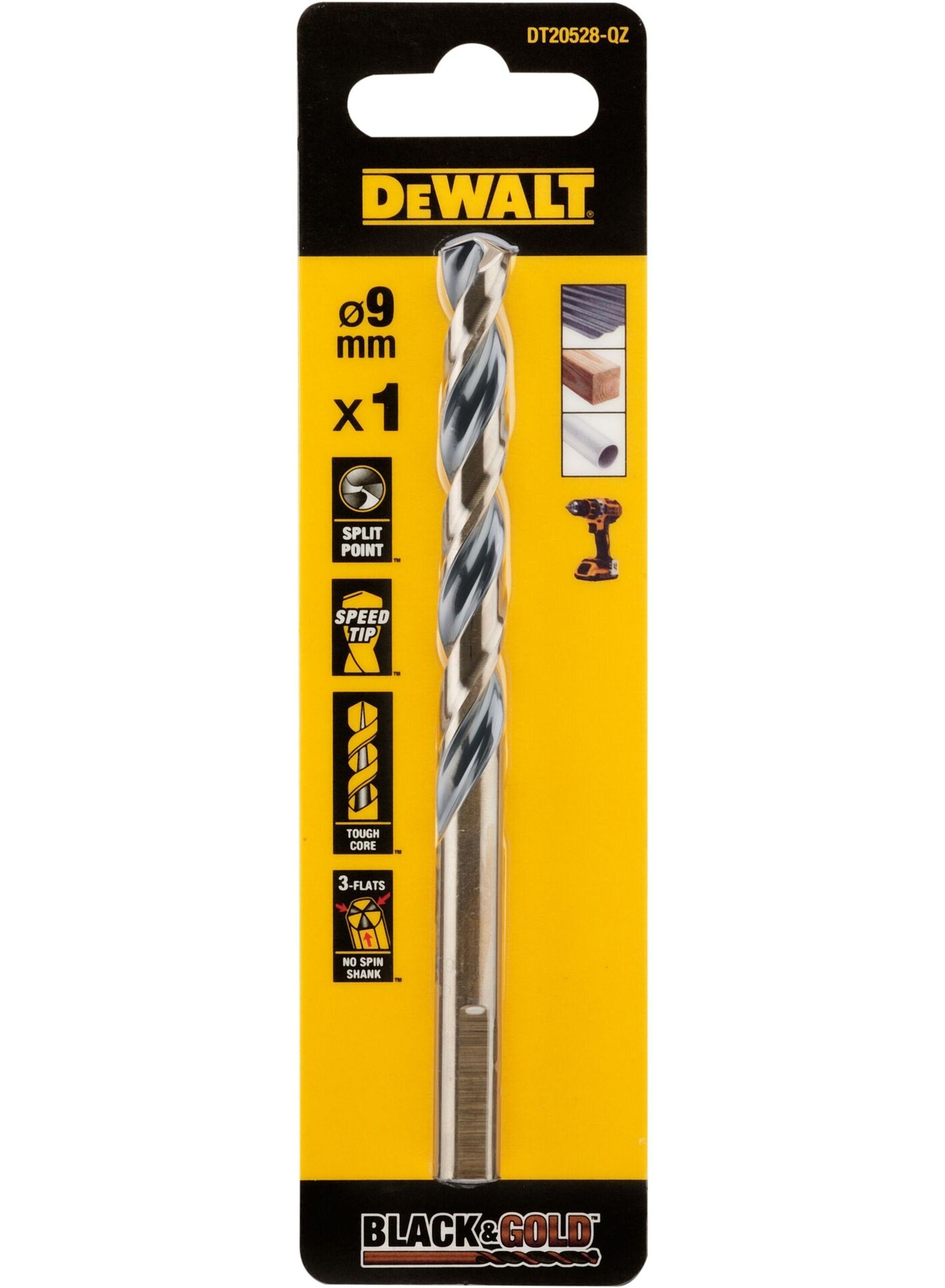 DeWalt Accessoires Black & Gold Metaalboor | 9 mm - DT20528-QZ