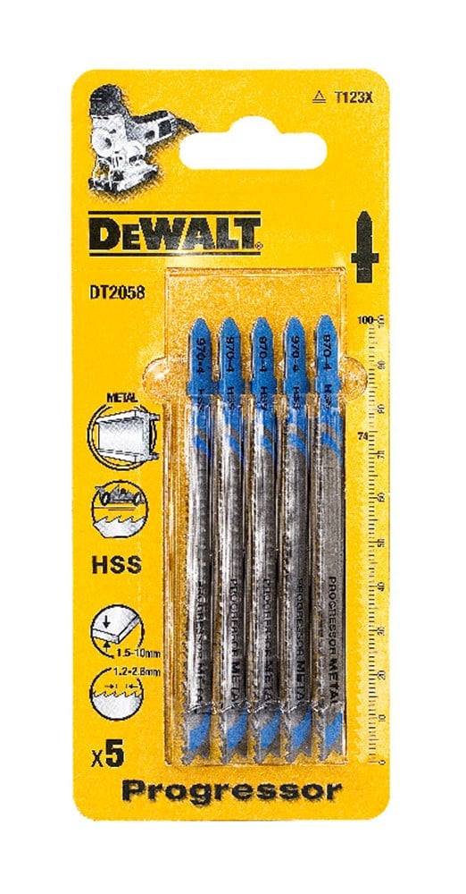 DeWalt Accessoires Decoupeerzaagblad HSS Progressor voor plaatmetaal 1,5mm-10mm, pijpen, profielen en aluminium, 100x74x1,2-2,6mm, (T123X) - DT2058-QZ