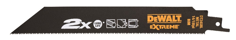 DeWalt Accessoires Reciprozaagblad 2X BiM 203x2,5mm medium metalen profielen - DT2408L-QZ