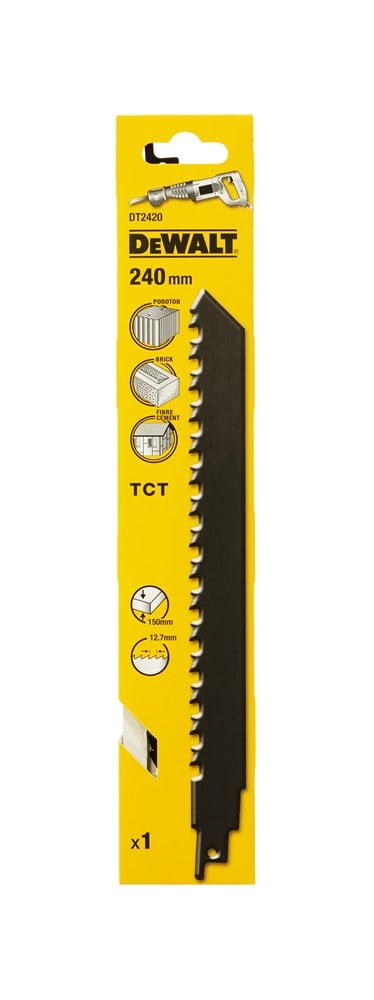 DeWalt Accessoires Reciprozaagblad HM 240x12,7mm, Cellenbeton/baksteen/vezelcementplaten - S1543HM - DT2420-QZ
