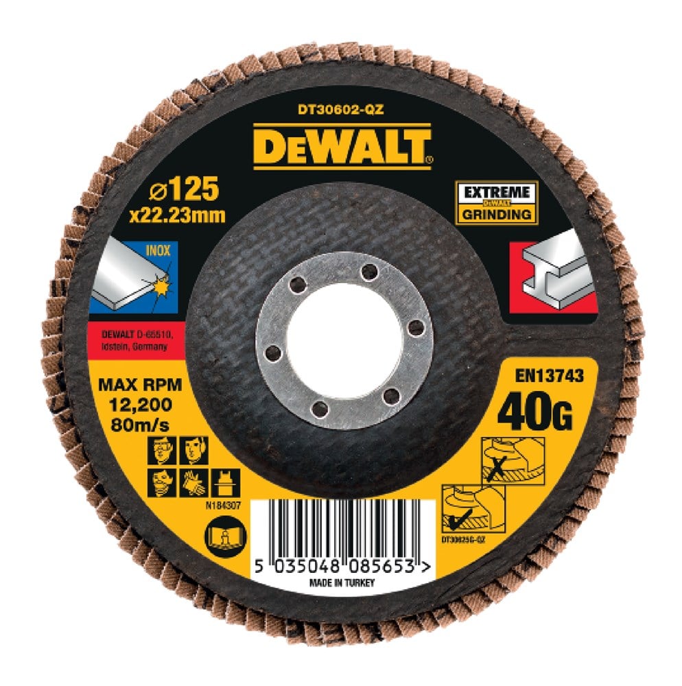 DeWalt Accessoires Lamellen schuurschijf EXTREME 125x22.2mm 40G - DT30602-QZ - 1 stuk - DT30602-QZ