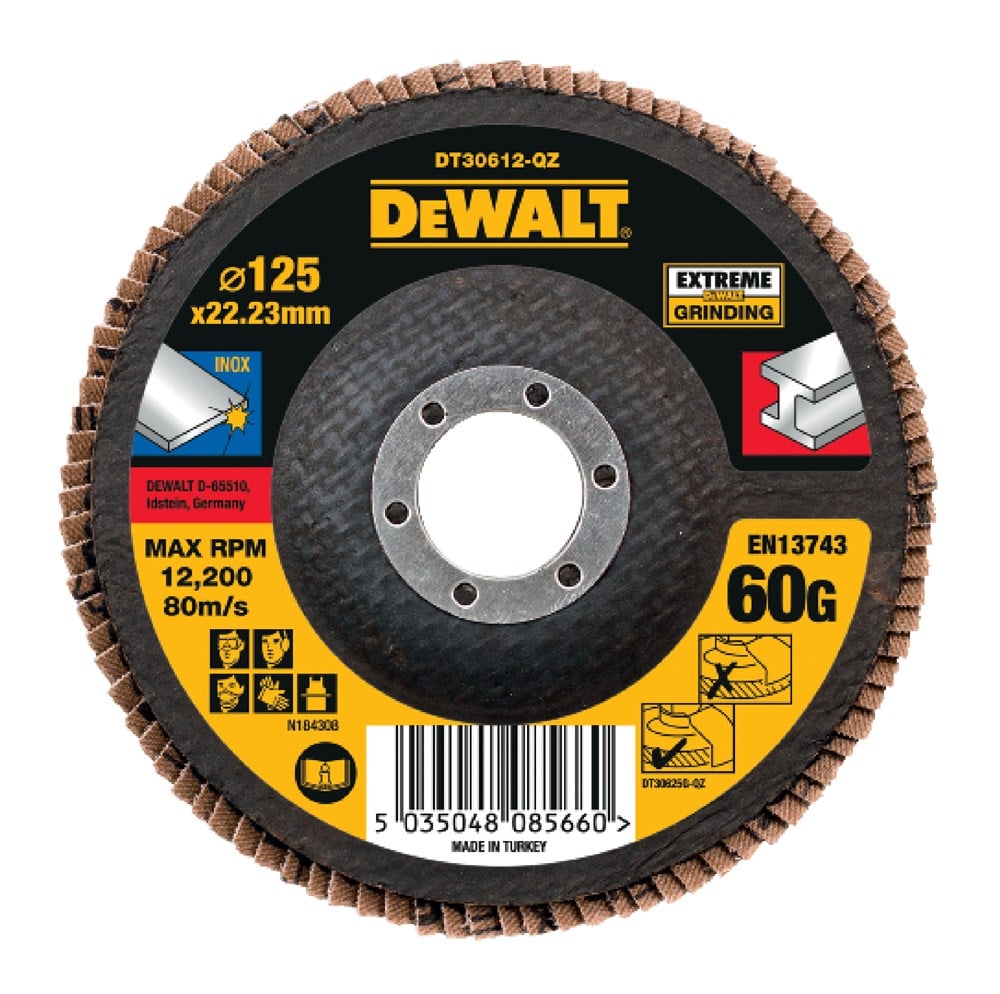 DeWalt Accessoires Lamellen schuurschijf EXTREME 125x22.2mm 60G - DT30612-QZ - 1 stuk - DT30612-QZ