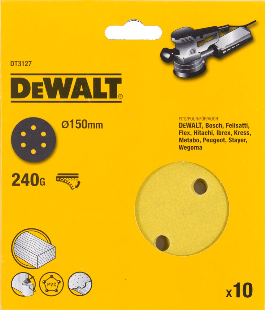 DeWalt Accessoires Schuurschijf, Ø150mm, 6 gaten (DW443/D26410), K240 - DT3127-QZ