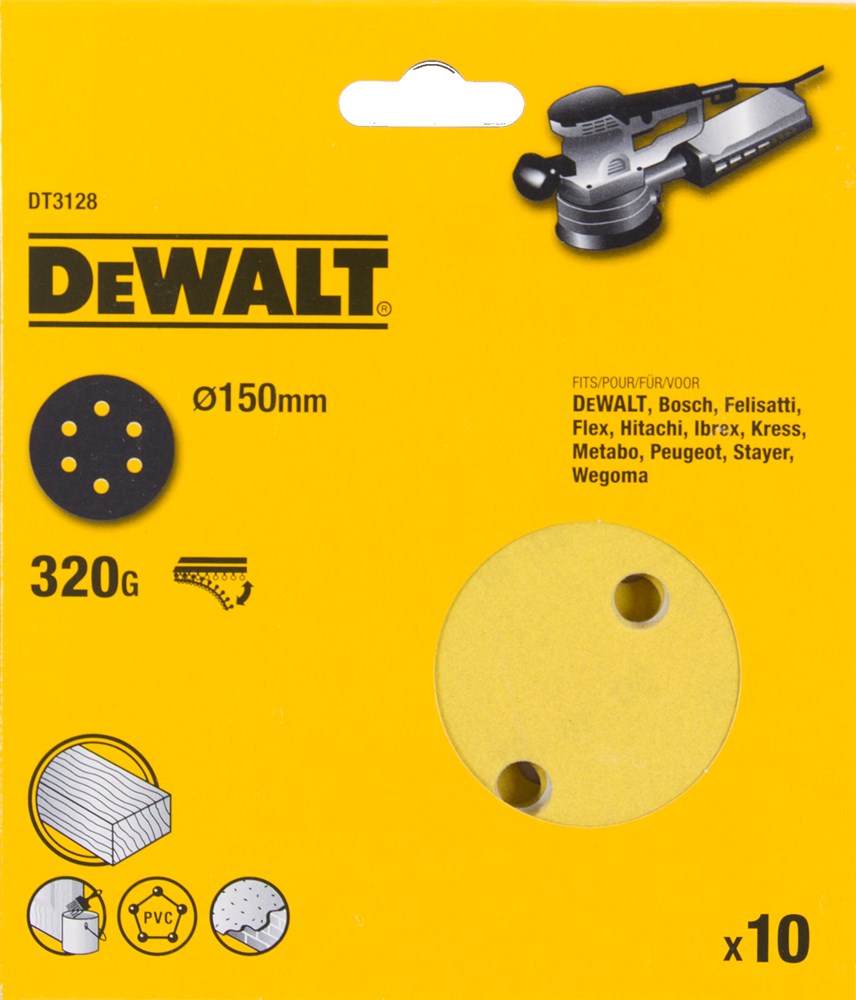 DeWalt Accessoires Schuurschijf, Ø150mm, 6 gaten (DW443/D26410), K320 - DT3128-QZ