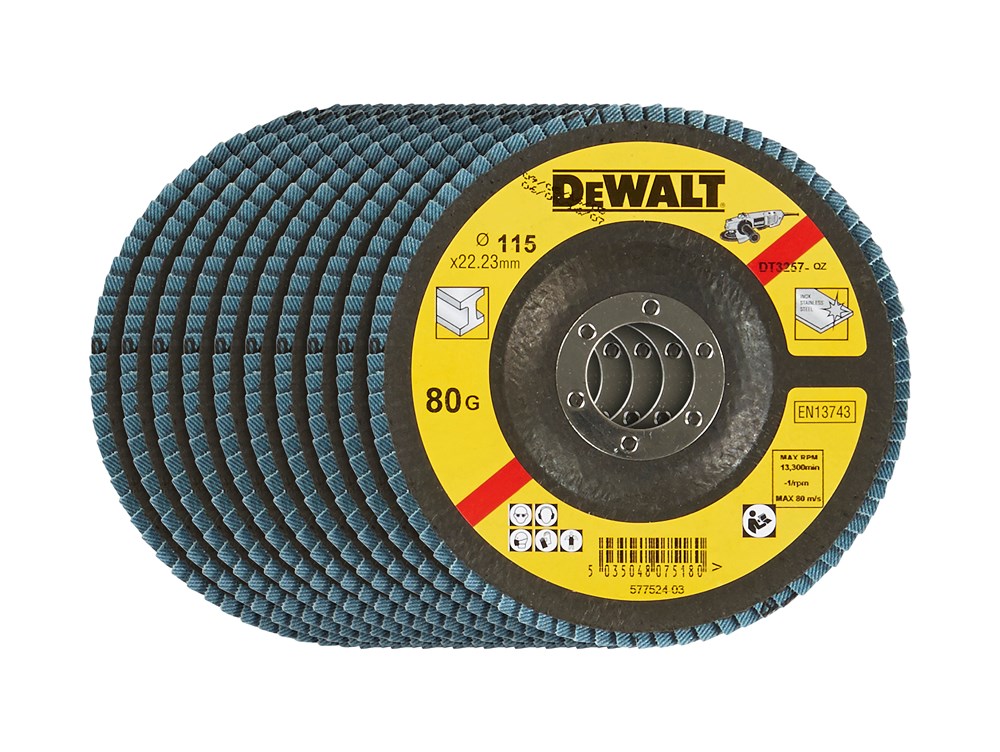 DeWalt Accessoires Lamellen schuurschijf gebogen, Ø115mm, K80 - DT3257-QZ - 10 stuks - DT3257-QZ