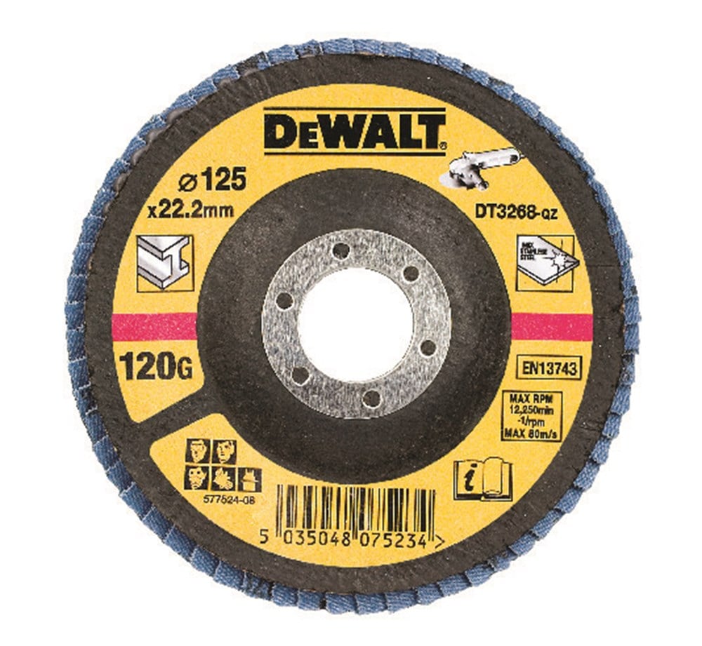 DeWalt Accessoires Lamellen schuurschijf gebogen, Ø125mm, K120 - DT3268-QZ - 10 stuks - DT3268-QZ