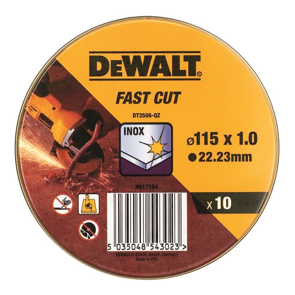 DeWalt Accessoires Blik 10st Doorslijpschijf INOX 115x1x22,2mm in display - DT3506-QZ
