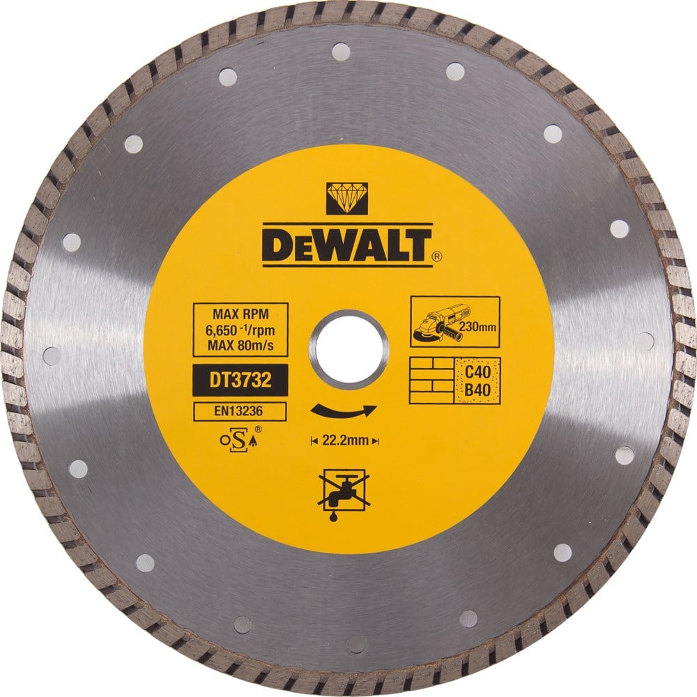 DeWalt Accessoires Diamantblad, turbo, Ø230mm/22.2mm, universeel - DT3732-QZ