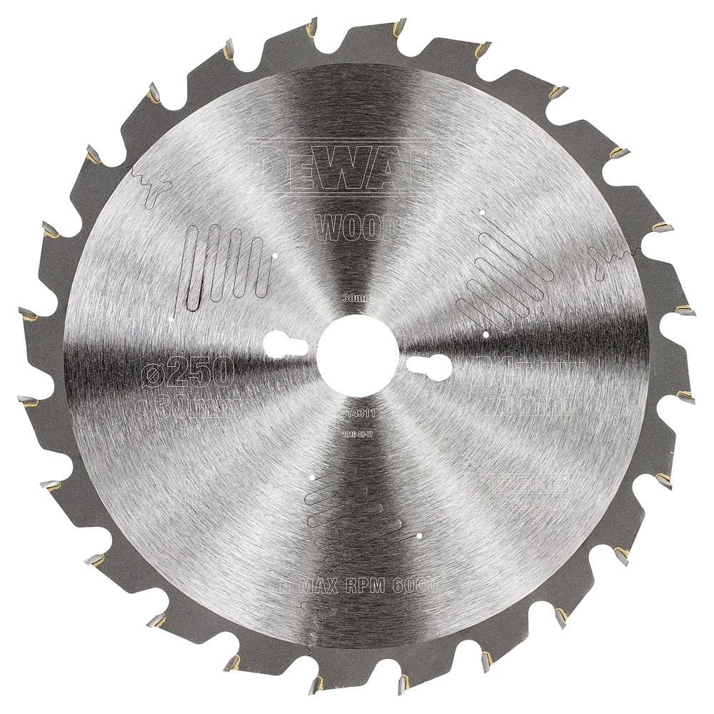 DeWalt Accessoires Cirkelzaagblad 250x30x24t, vlaktand, positief 10°, kerf 3,0mm - DT4311-QZ