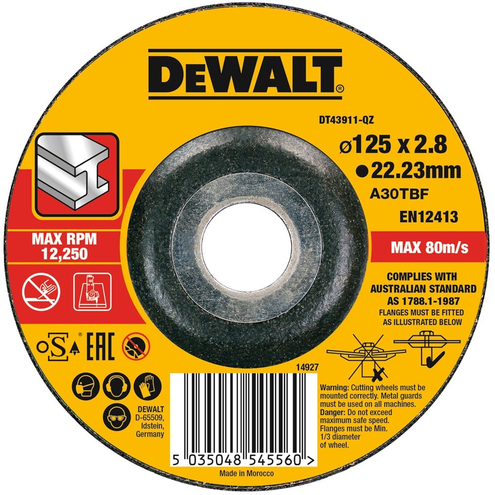 DeWalt Accessoires Extreme 2X Doorslijpschijf METAAL 125 x 2.8 x 22,2mm - DT43911-QZ