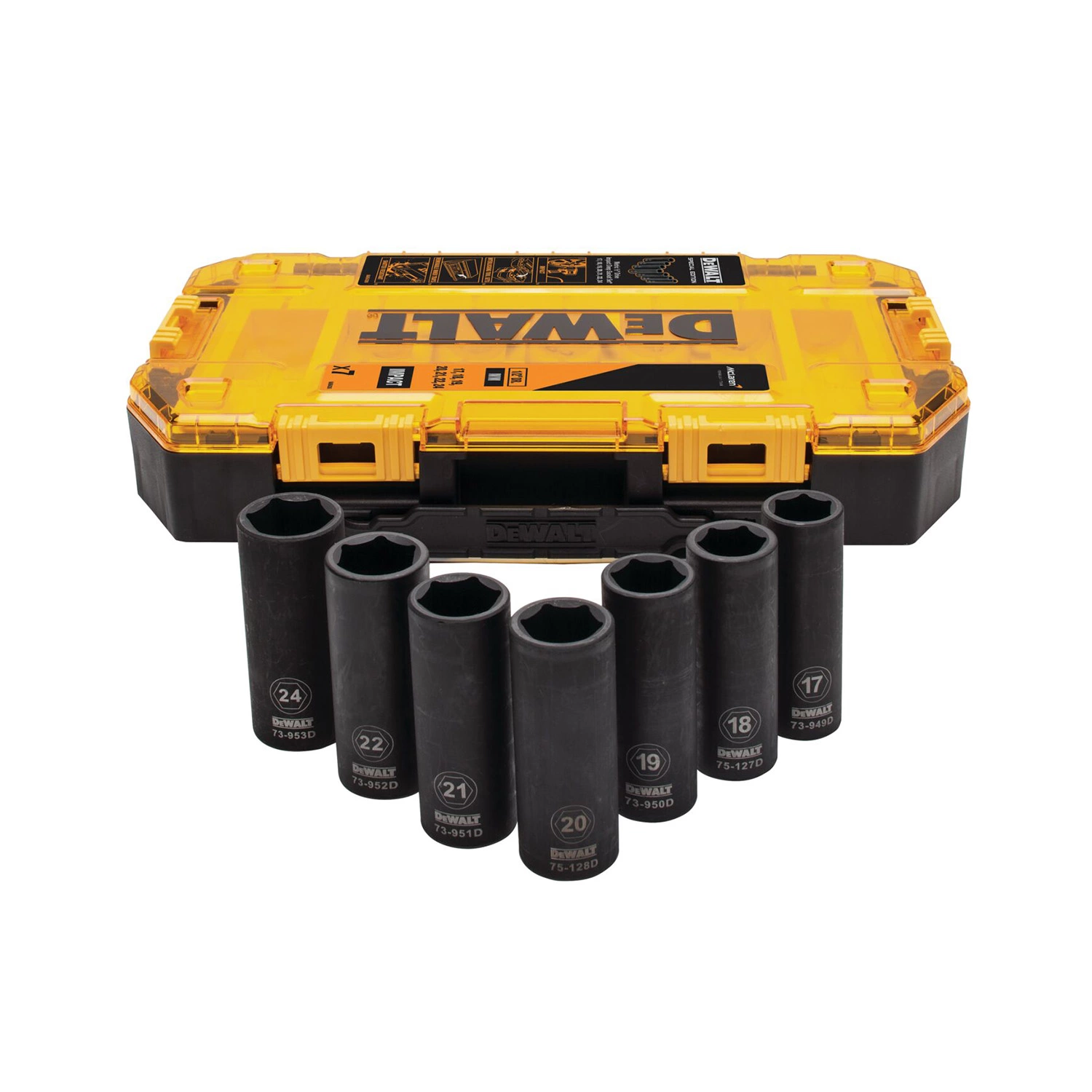 DeWalt DT70905-QZ Doppenset IMPACT McLaren 1/2" lang - 7-delig in stevige organiser - DT70905-QZ