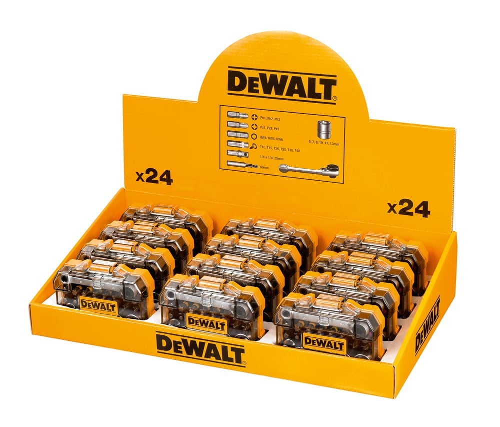 DeWalt Accessoires Display 12x 32-delige doppen-/schroefbitset - DT71516M-QZ