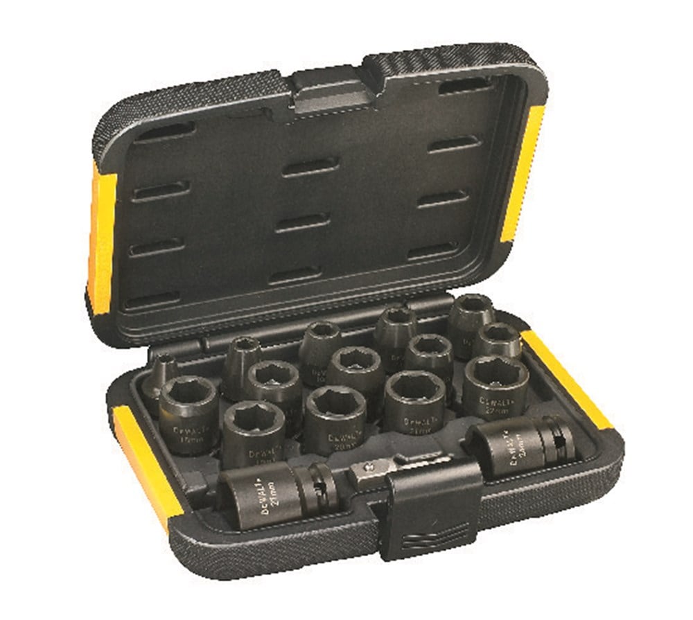 DeWalt Accessoires Doppenset 17-delig (6,8,10,11,12,13,14,16,17,18,19,20,21,22,24,27mm & 1/4" naar 1/2" Adapter) - DT7506-QZ