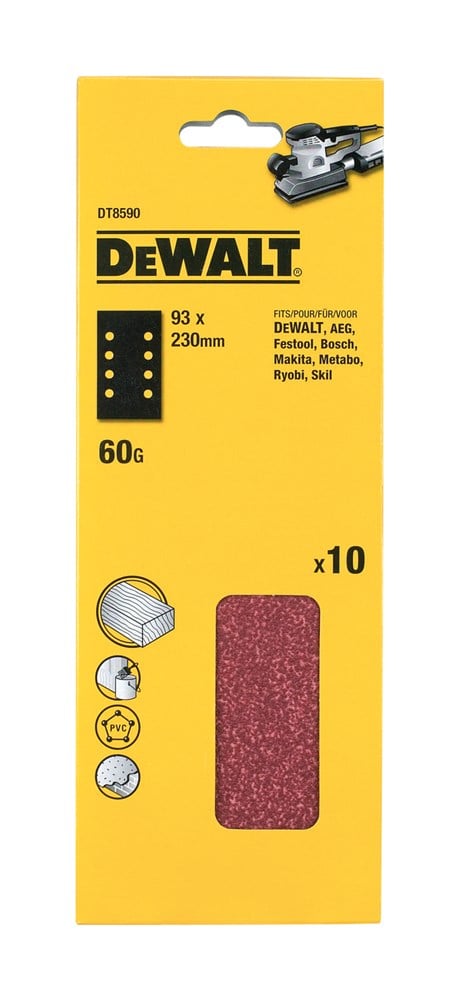 DeWalt Accessoires Schuurpapier 1/3, 93x230mm (D26423/D26422), 8 gaten, K60 - DT8590-QZ