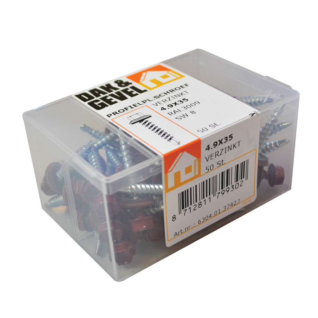 Dak&Gevel Kleurkopschroef Rvs-A2 Grijs Ral7012 4.8X25 | 50 stuks - 6304.30.37126