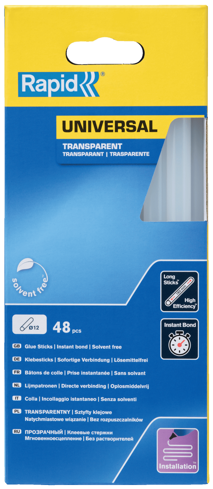 Rapid Lijmpatronen Universeel Transparant | Ø12 x 190 mm | 48 Stuks - 5001411