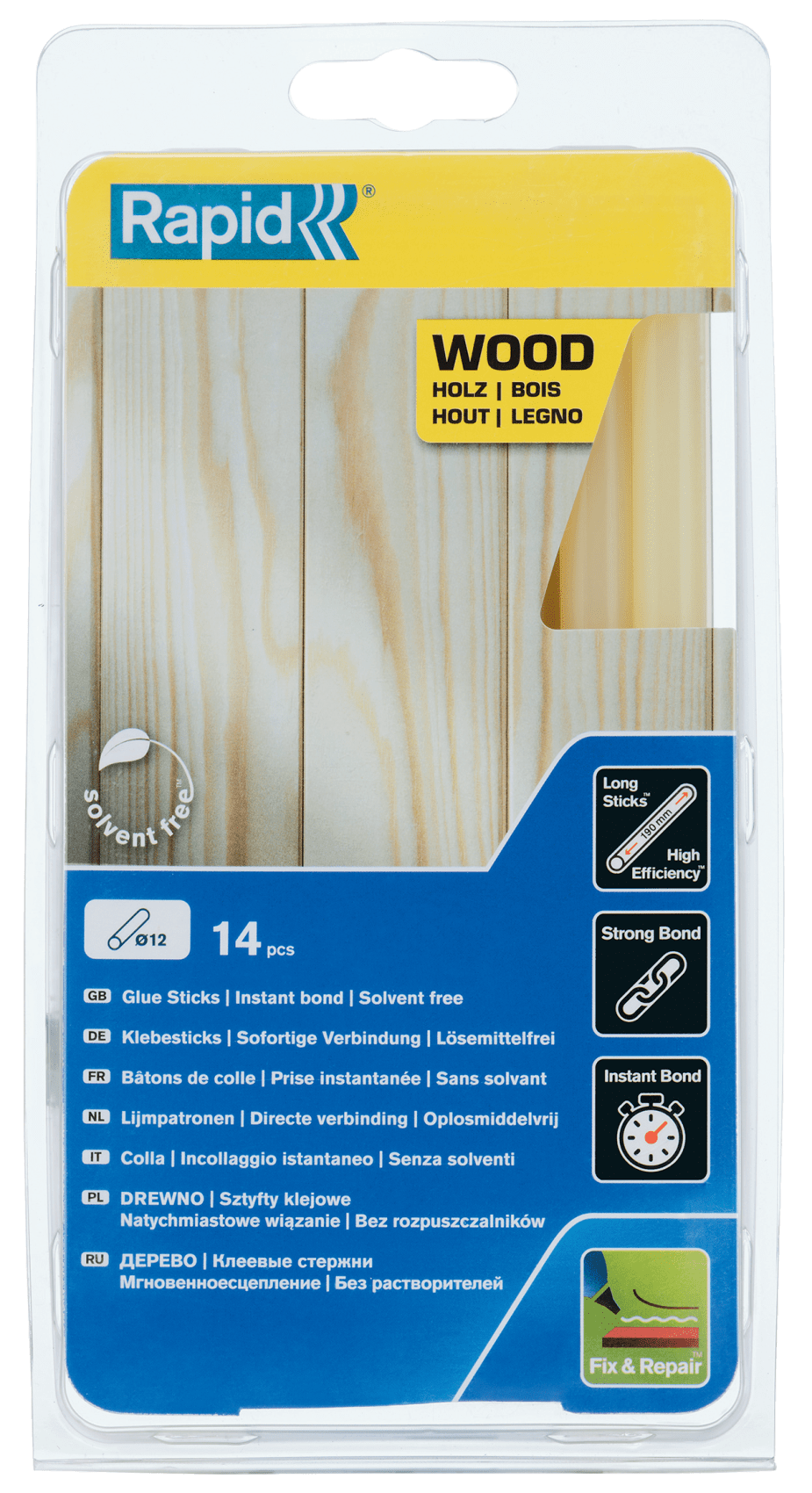 Rapid Lijmpatronen Hout | Ø11-12 x 190 mm | 14 Stuks - 5001420