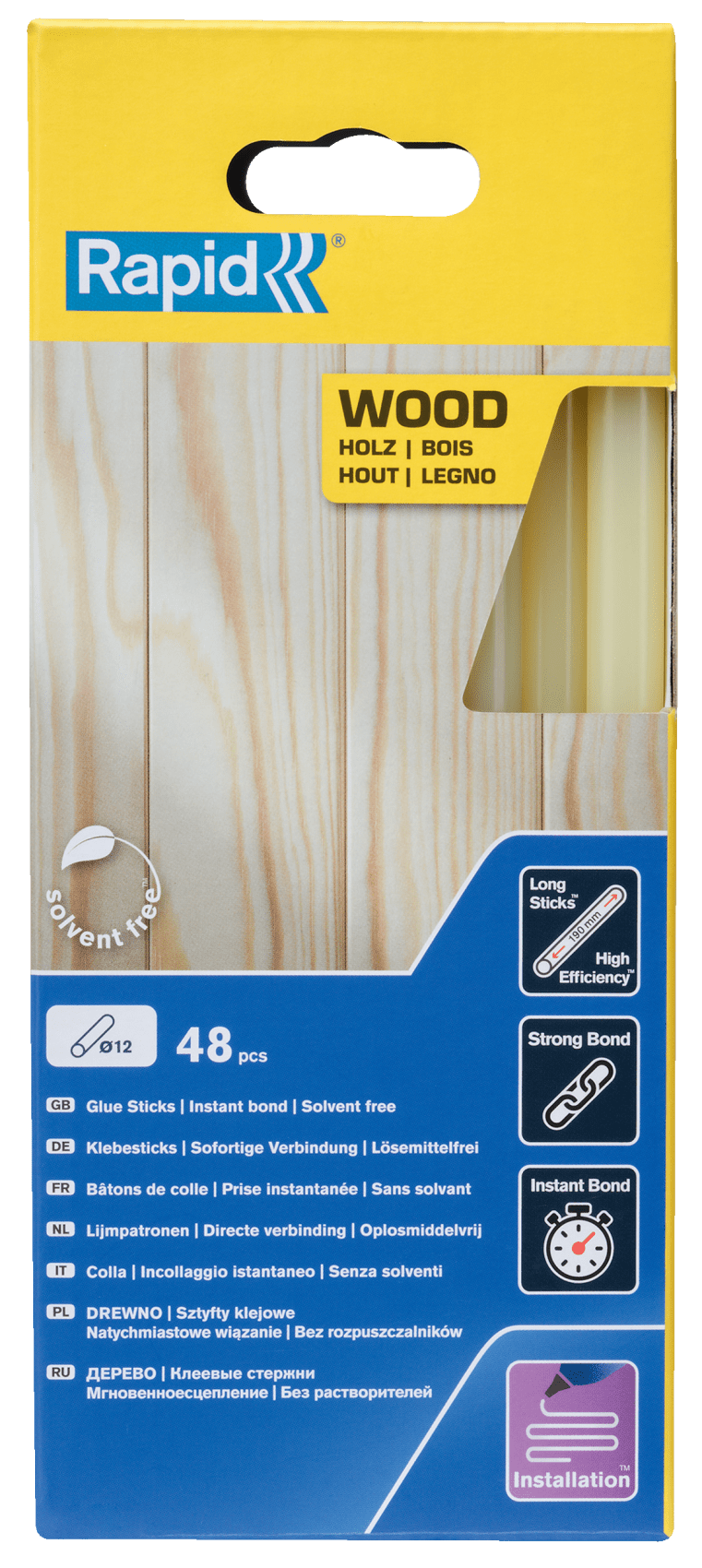 Rapid Lijmpatronen Hout | Ø11-12 x 190 mm | 48 Stuks - 5001421