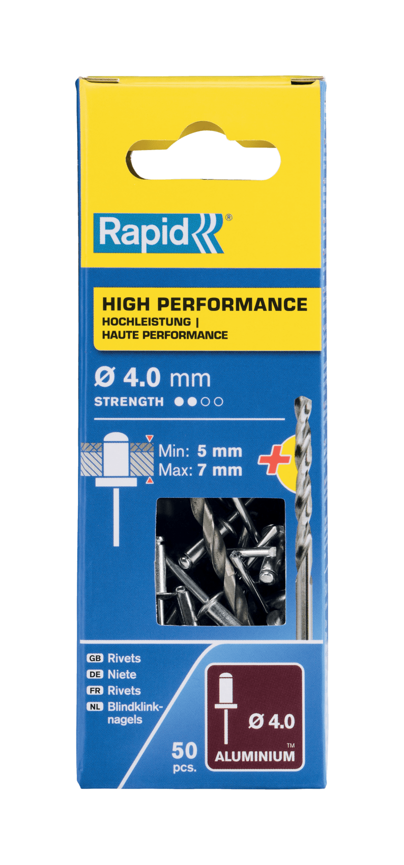Rapid Blindklinknagels High Performance | Ø4 x 10 mm | Incl. Boor | 50 Stuks - 5001459