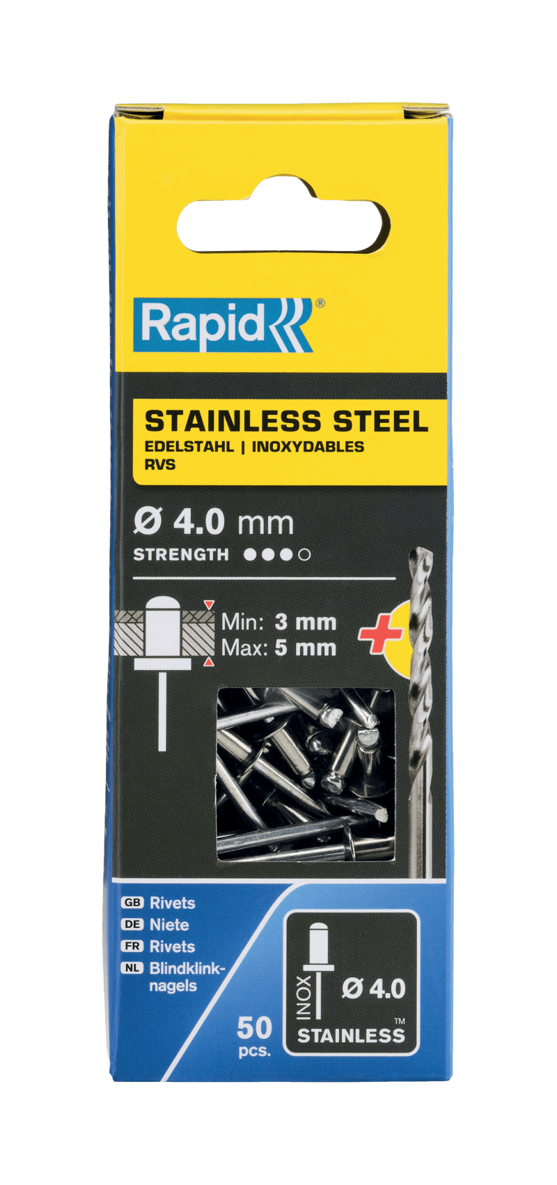 Rapid blindklinknagels RVS 4 x 8mm (50 st.)