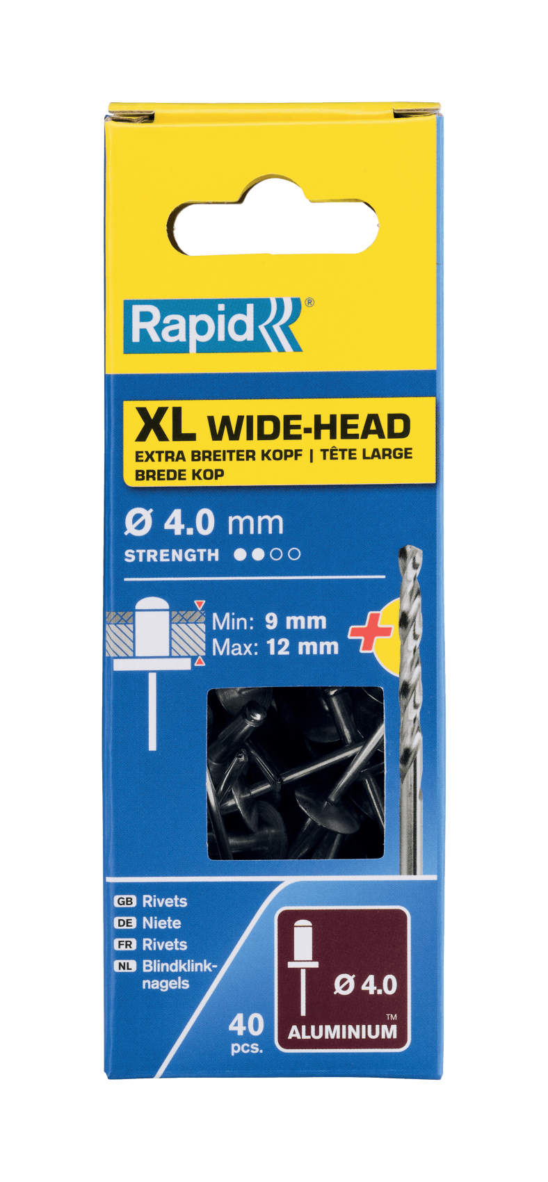 Rapid Blindklinknagels XL | Ø4 x 16 mm | Incl. Boor | 40 Stuks - 5000662