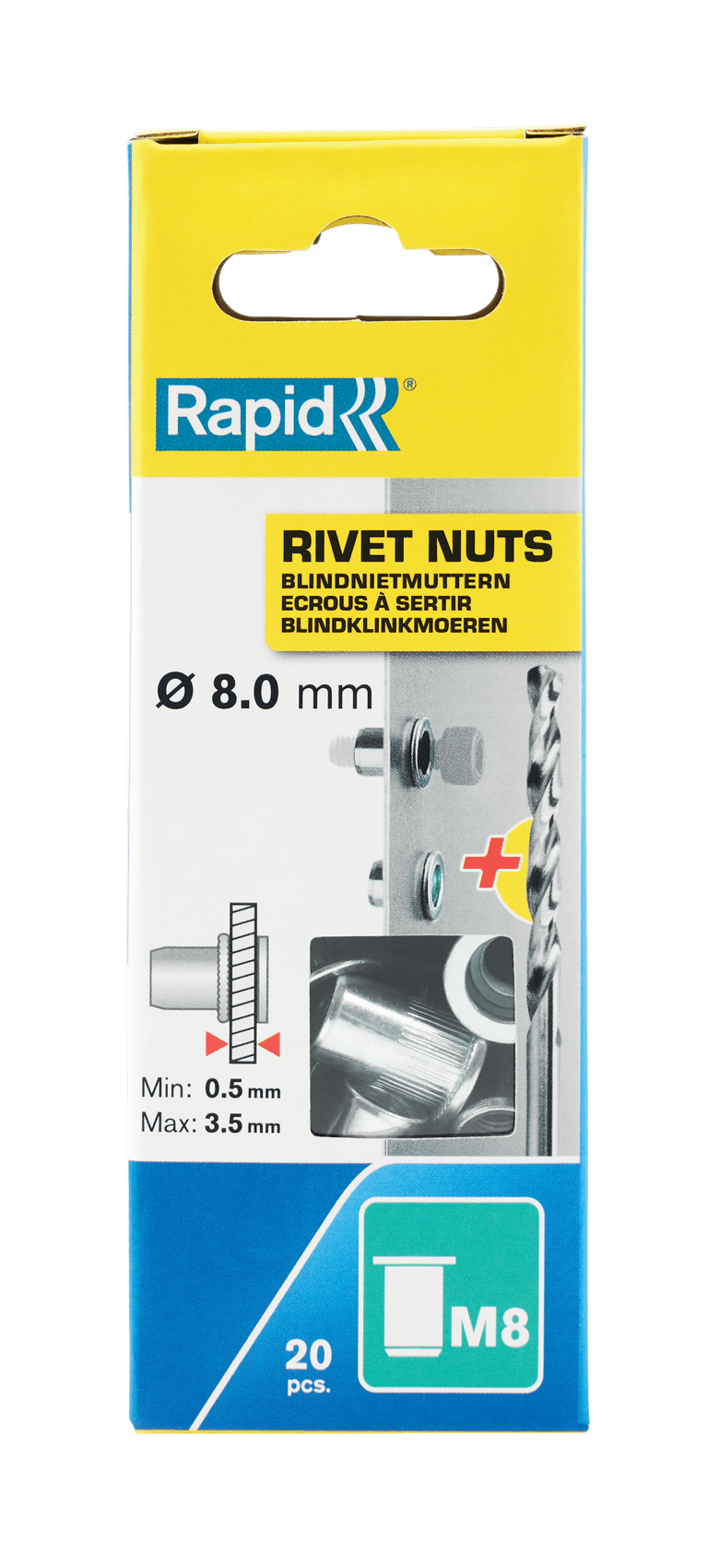 Rapid Blindklinkmoeren M8 | Incl. Boor | 20 Stuks - 5001482
