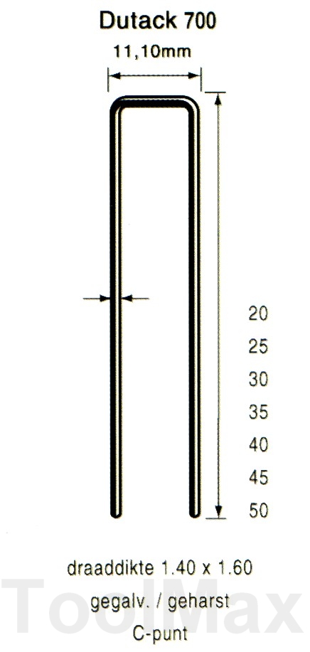 Dutack 11.1mm nieten | 60mm | 10.000 stuks - 5056045