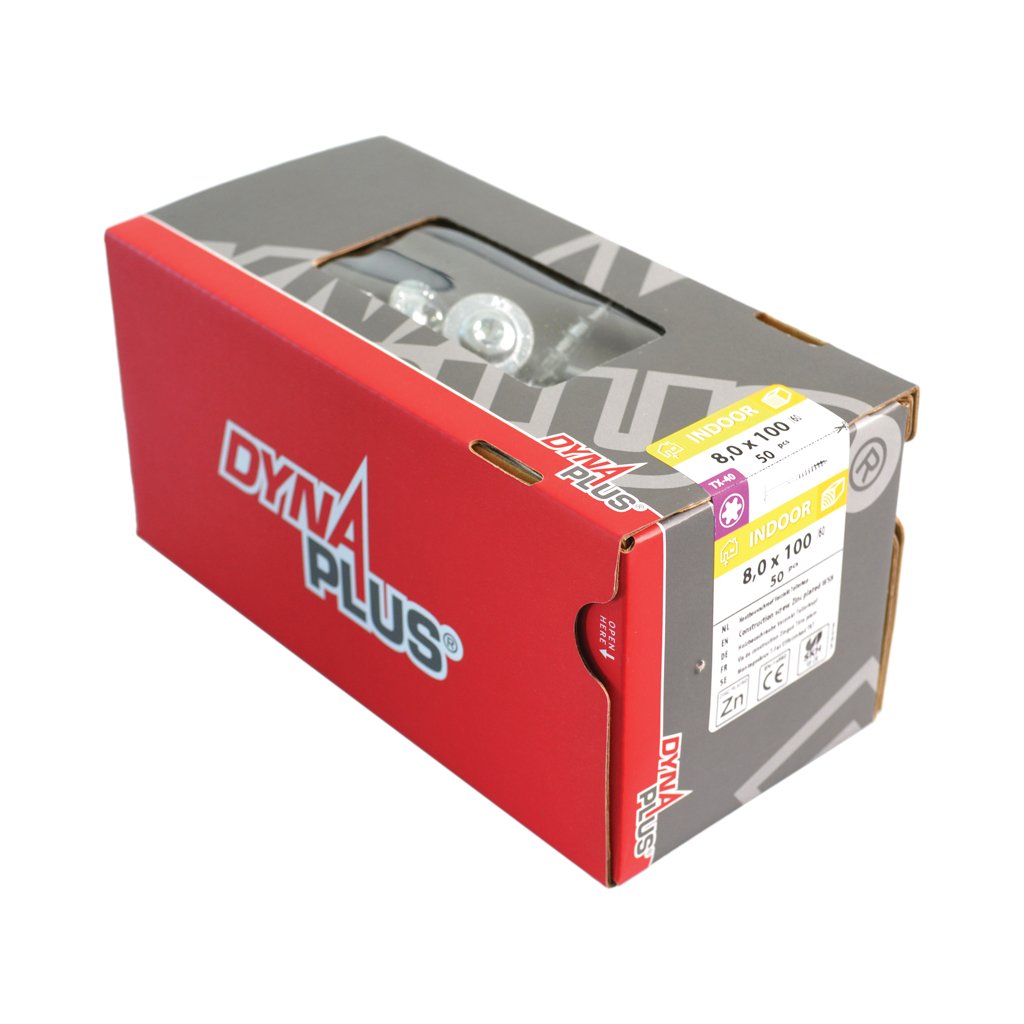 Dynaplus tellerkopschroeven verzinkt TORX TX-40 tellerkop 8 x 400/80 mm 50 stuks