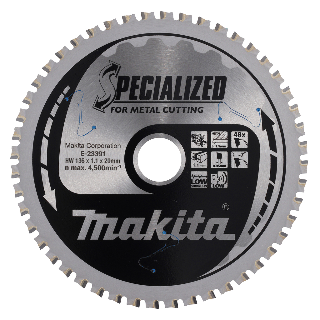 Makita accessoires Cirkelzaagblad Dun Plaatstaal Specialized | 136x20x1,1 mm | 48T | -7g - E-23391