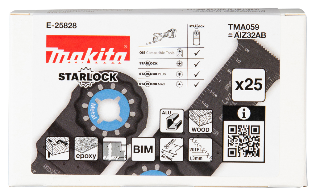 Makita Accessoires TMA059 Invalzaagblad 32x50mm staal Starlock multitoolblad (25 stuks), AIZ32AB - E-25828