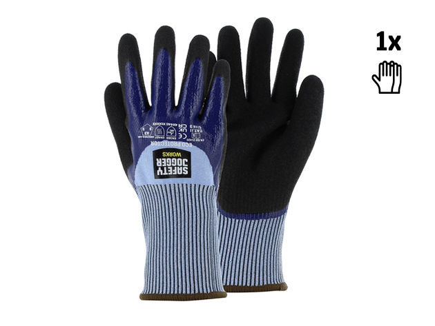 Safety Jogger Snijbestendige HPPE handschoen met dubbele nitril coating | Grijs/Blauw | Maat 8 - SW1654800