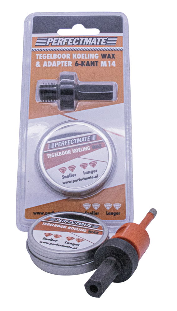 Perfectmate set wax tbv koeling tegelboor en adapter 6-kant naar M14 | 1 stuk EPC0639