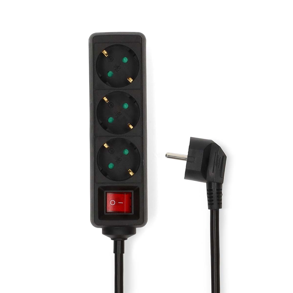 Nedis Stekkerdoos | Randaarde stekker / Type F (CEE 7/7) | 3-wegs | 5.00 m | 3680 W | 16 A | Aan/uit knop | Zwart - ESOC350F2BK