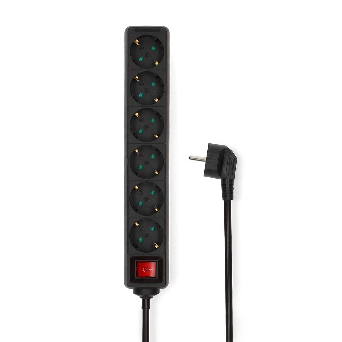 Nedis Stekkerdoos | Randaarde stekker / Type F (CEE 7/7) | 6-wegs | 1.50 m | 3680 W | 16 A | Aan/uit knop | Zwart - ESOC615F2BK
