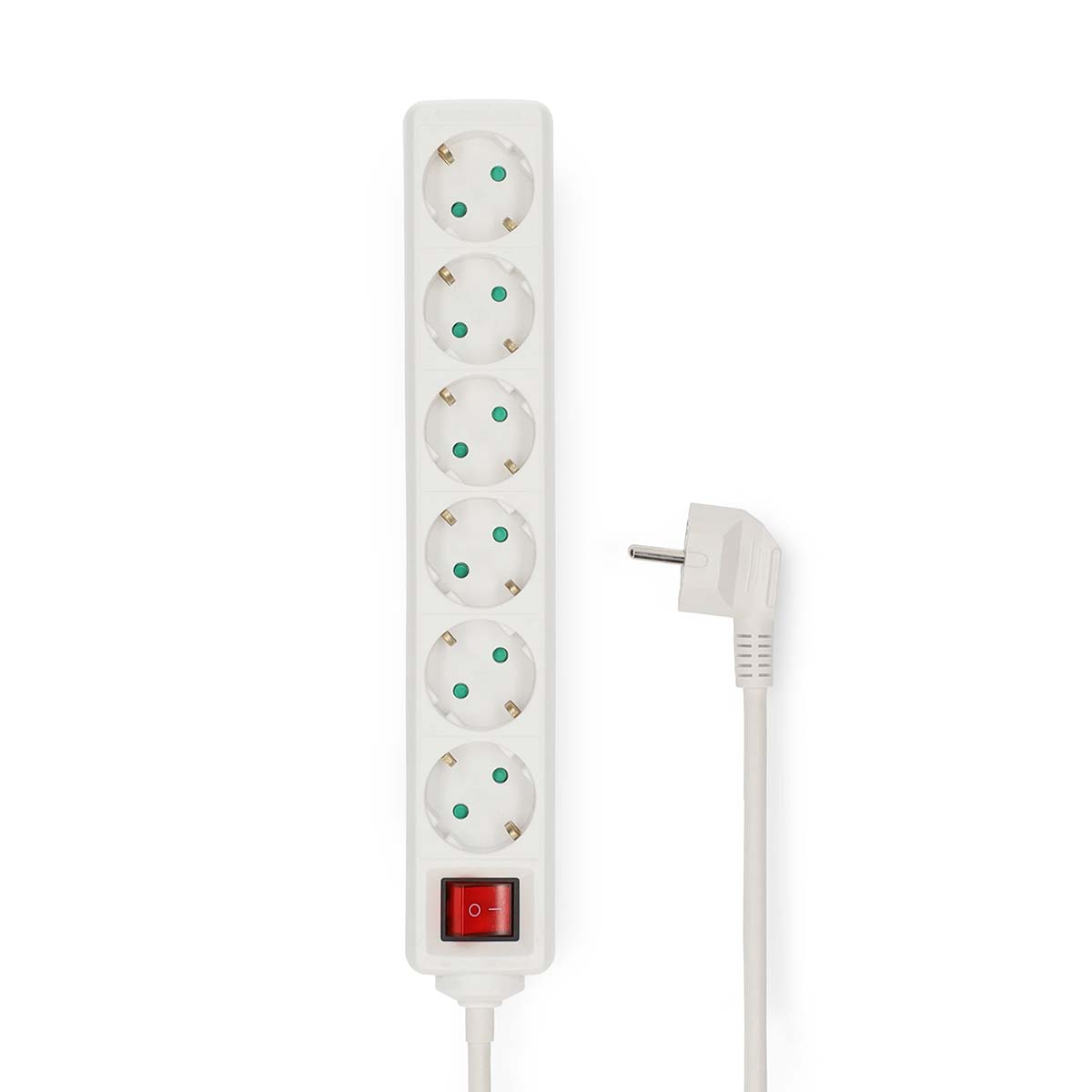 Nedis Stekkerdoos | Randaarde stekker / Type F (CEE 7/7) | 6-wegs | 3.00 m | 3680 W | 16 A | Aan/uit knop | Wit - ESOC630F2WT
