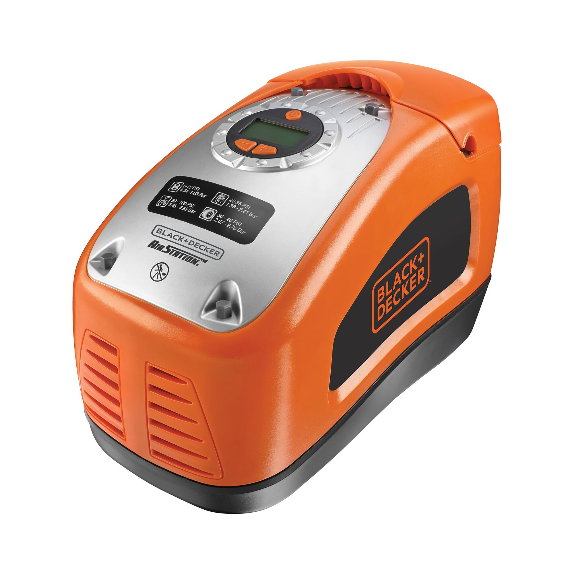 BLACK+DECKER ASI300 11bar AC/DC Compressor | Universele ventieladapter | 2x Tapse aansluitingen | 1x Naaldaansluiting | 12V adapter | 230V adapter -