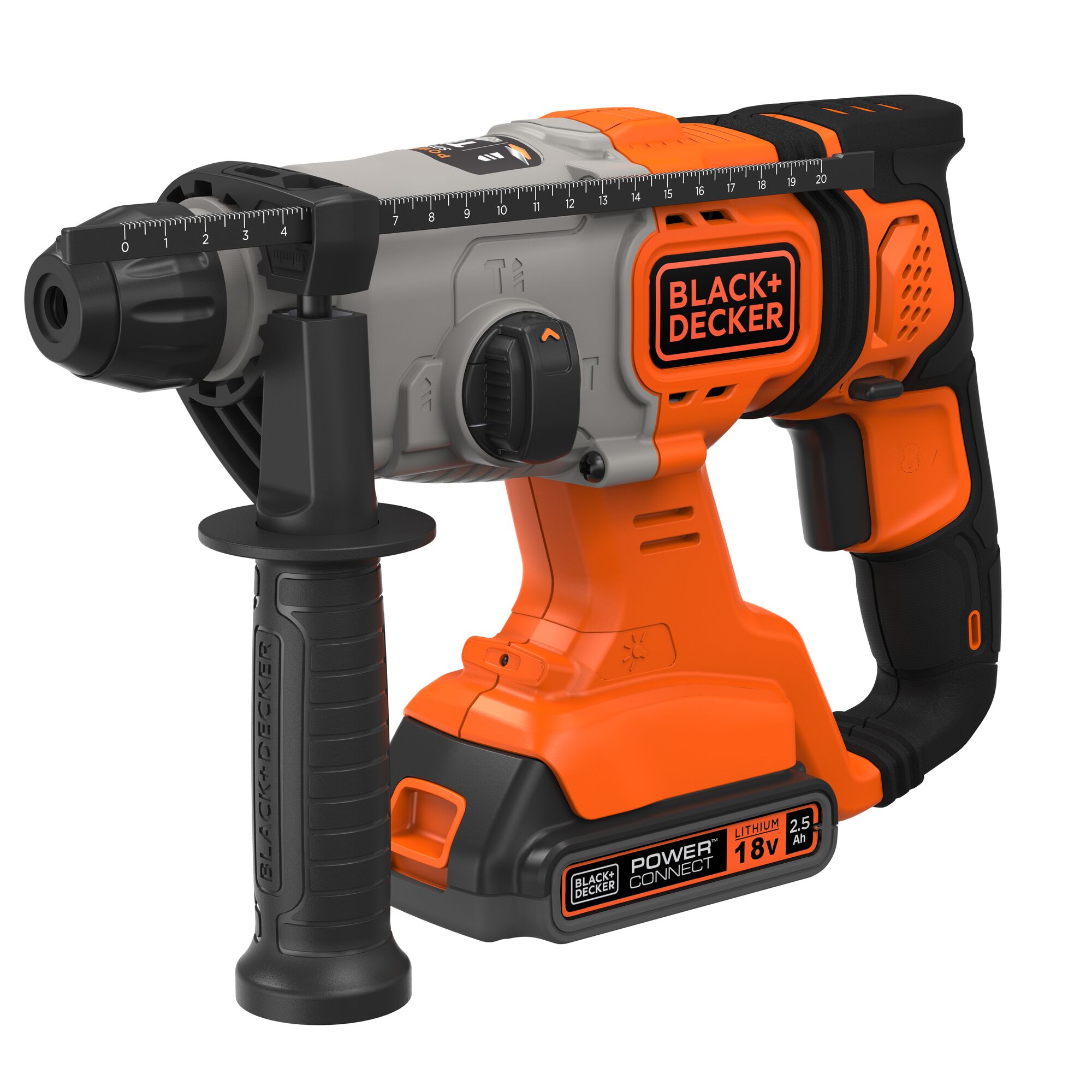 BLACK+DECKER BCD900E2K 18V 2x2.5Ah 1.2J SDS+ Boorhamer | 2x 18V 2.5Ah accu&apos;s + 1A Lader | In koffer - BCD900E2K-QW