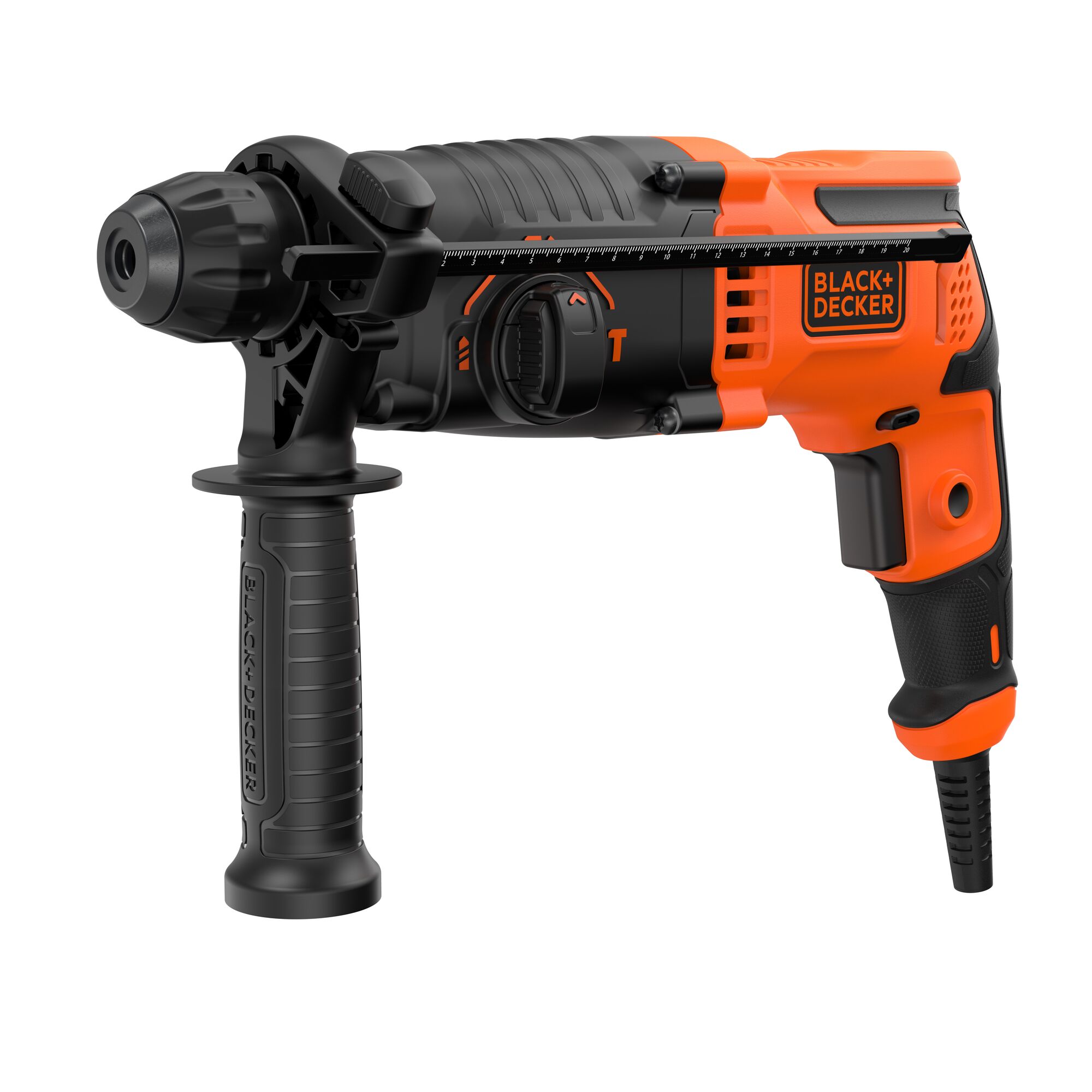 BLACK+DECKER BEHS01 650W 1.4J SDS+ Boorhamer | Zijhandgreep | Dieptestop | 6mm en 8mm betonboor | Boorkopadapter - BEHS01-QS