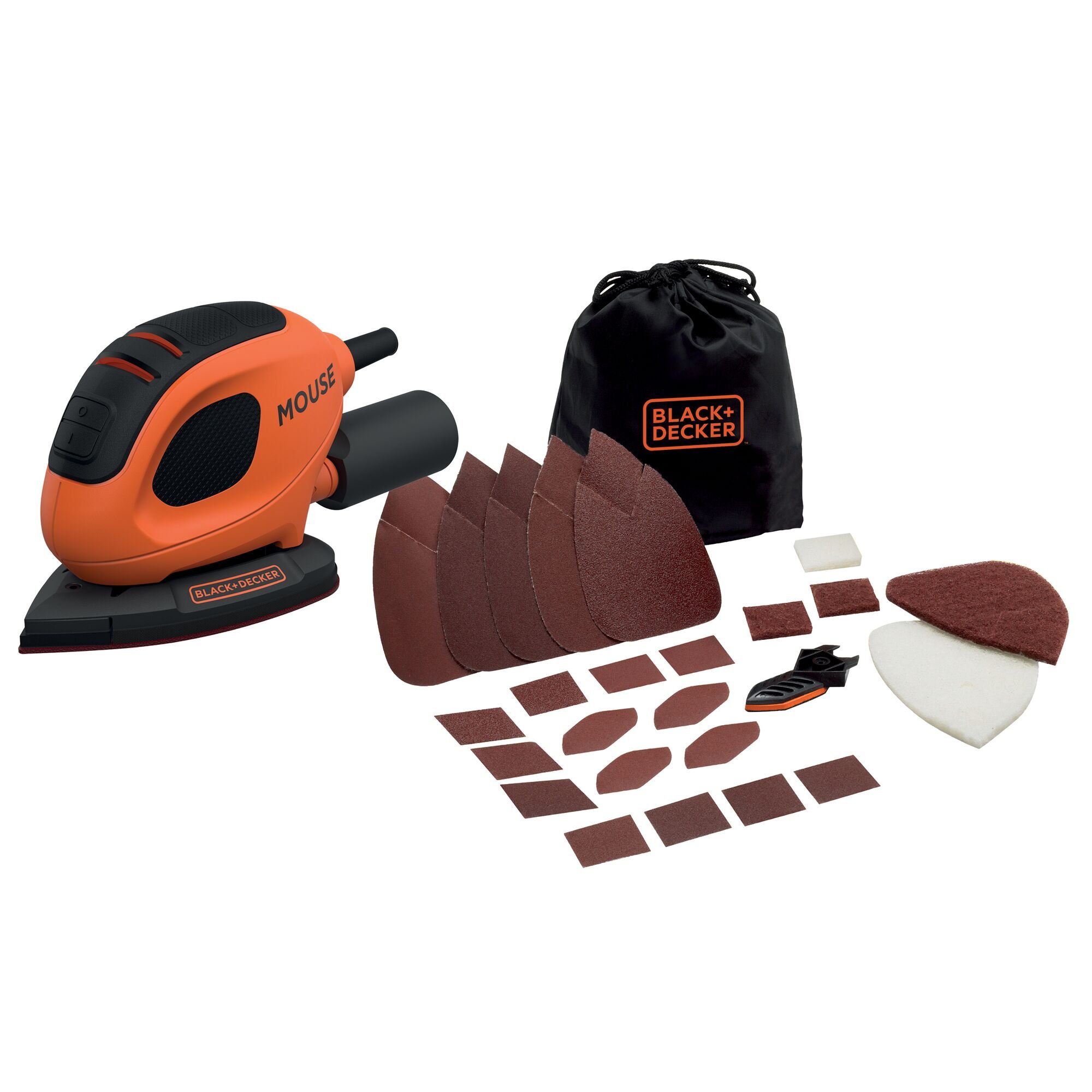 BLACK+DECKER BEW230BCA 55W Mouse schuurmachine | 10 accessoires | Softbag - BEW230BCA-QS