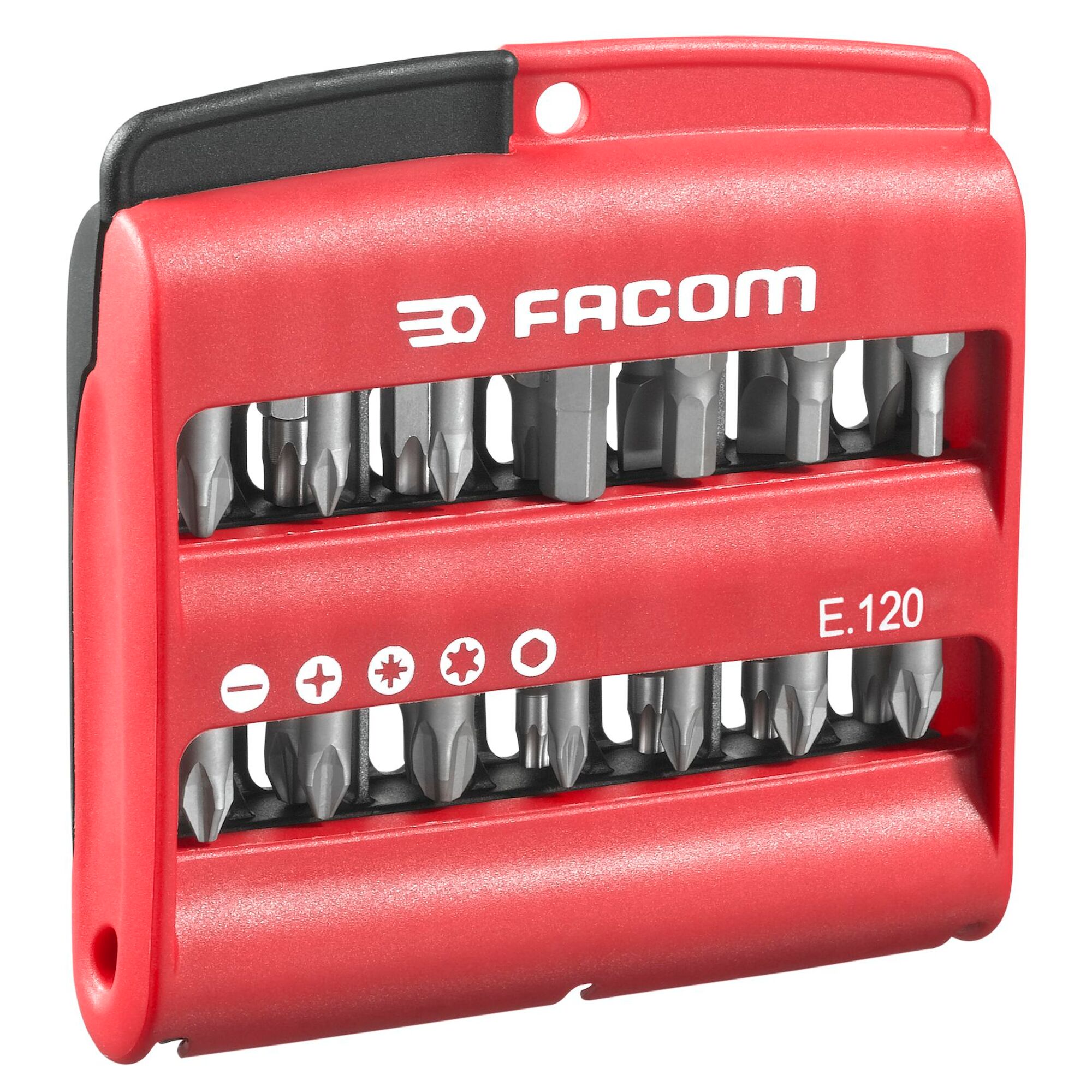 Facom Gemengde Set Bits | 1/4" | 25 mm | Voor Zeskant, Sleuf, Phillips®, Pozidriv®, Torx® en Bithouder | 28 Stuks - E.120