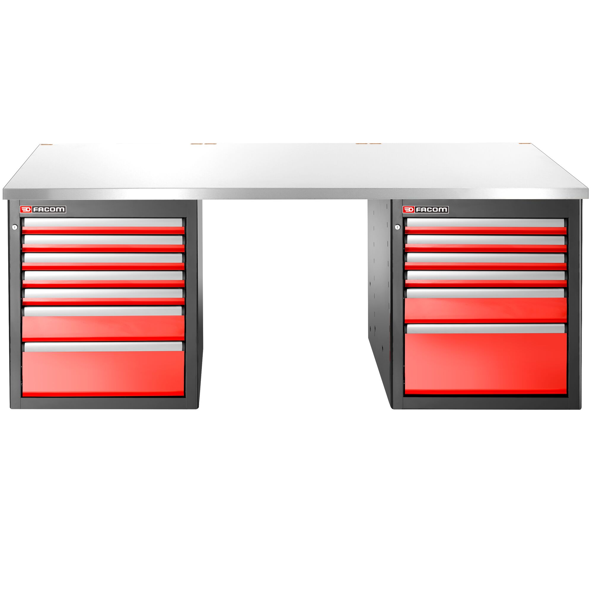 Facom JLS3 Werkbank | 13 Laden | Inox Bovenblad | Laag - JLS3-2MS13DL