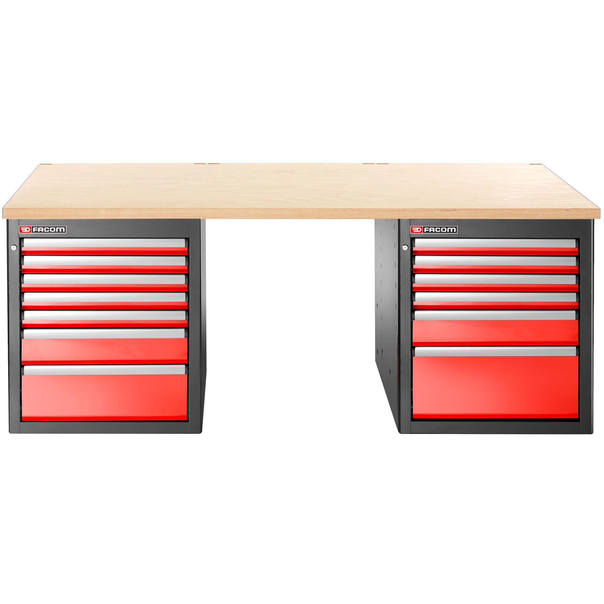 Facom JLS3 Werkbank | 13 Laden | Houten Bovenblad | Laag - JLS3-2MW13DL