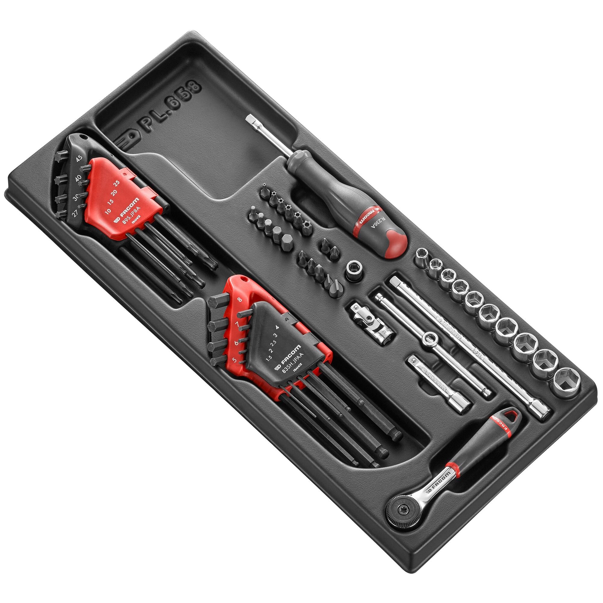 Facom Module 6-kant Metrische Doppen | 1/4" - 52 Stuks - R.161B - MOD.R161-46PB